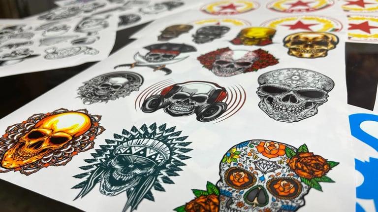 a bunch of tattoos on a table