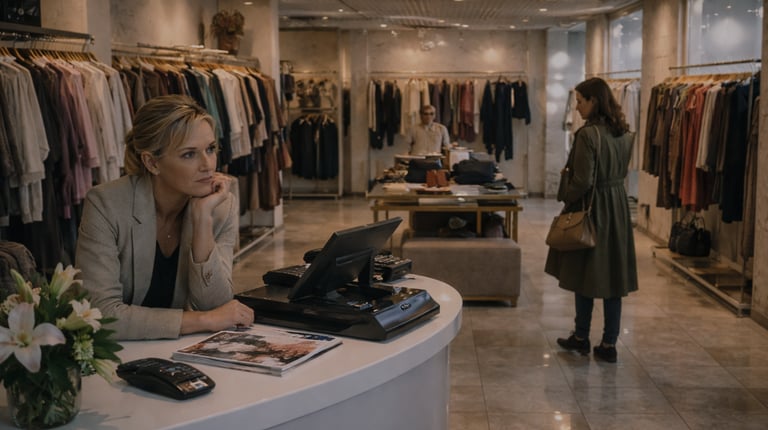 image magasin directrice qui s'ennuie