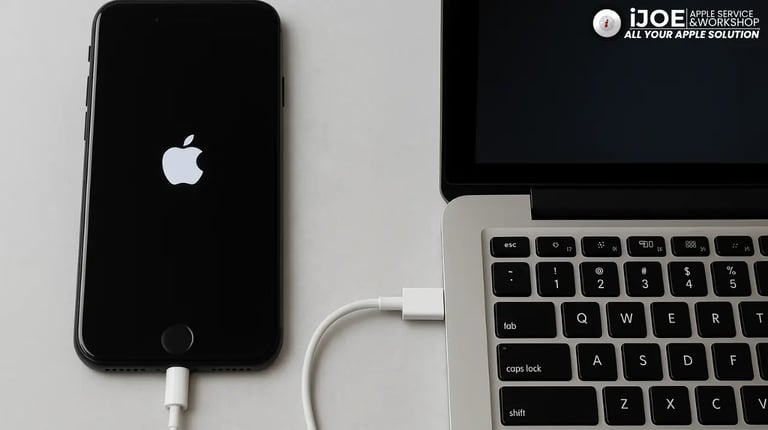 Ini adalah gambar dari Artikel iJOE - Apple Service Surabaya yang berjudul : Repair iPhone 7 Stuck Logo