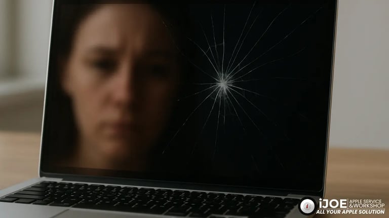 Ini adalah gambar dari Artikel iJOE - Apple Service Surabaya yang berjudul : Layar Retak pada MacBook