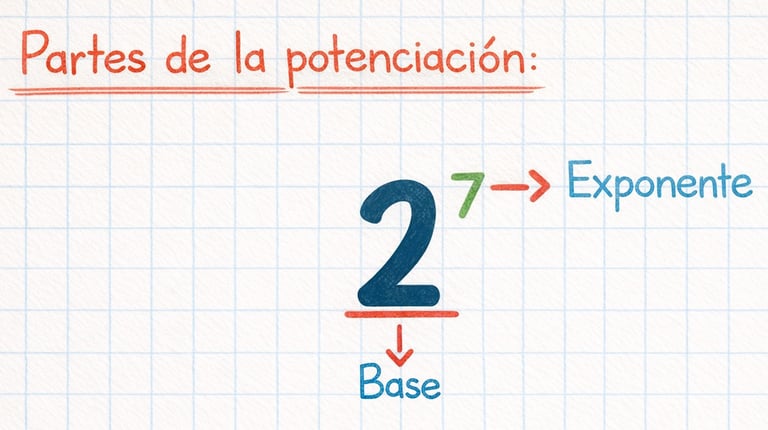 imagen de las partes de la potenciación