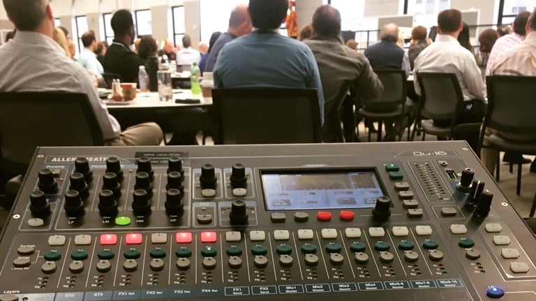 Riggs Audio live sound support with mixer and PA system for small business events