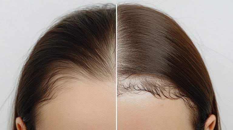 before and after image of a female scalp prp treatment