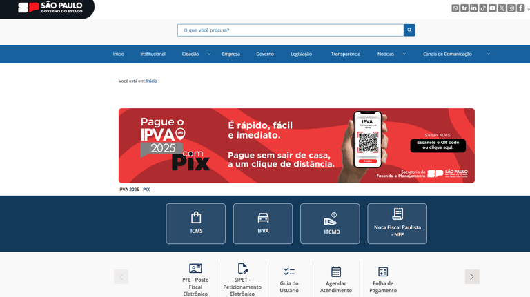 Site do Portal da Secretaria da Fazenda de São Paulo