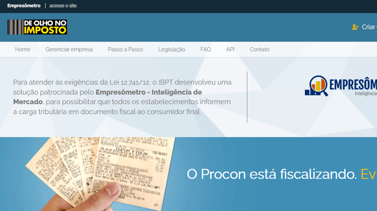Site de Olho no Imposto
