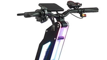 a scooter with a colorful light up