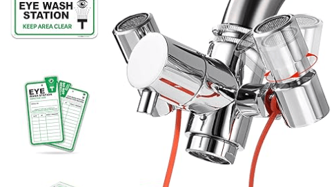 Eye Wash Station for Emergency Eye Wash - Faucet Mounted Eye Wash Station Attachment with Multi-Angl