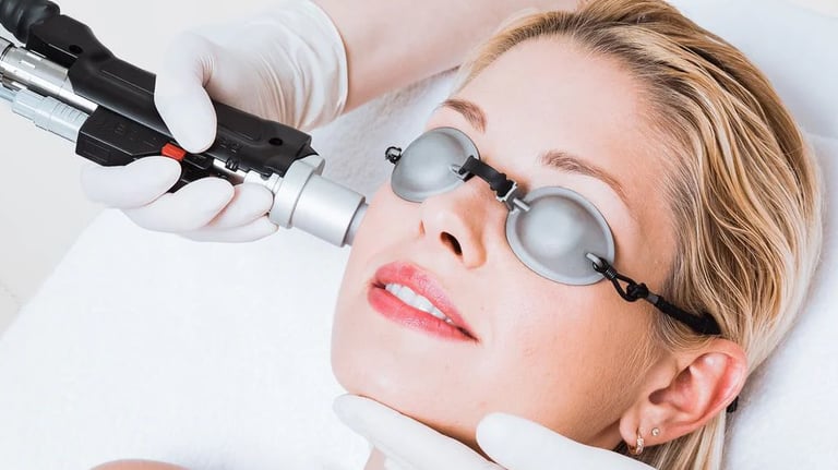 Full face laser hair removal session at TimelessGlow MedSpa