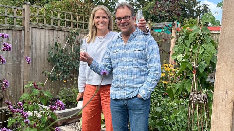 Garden owers enjoying their new natural garden for outdoor living