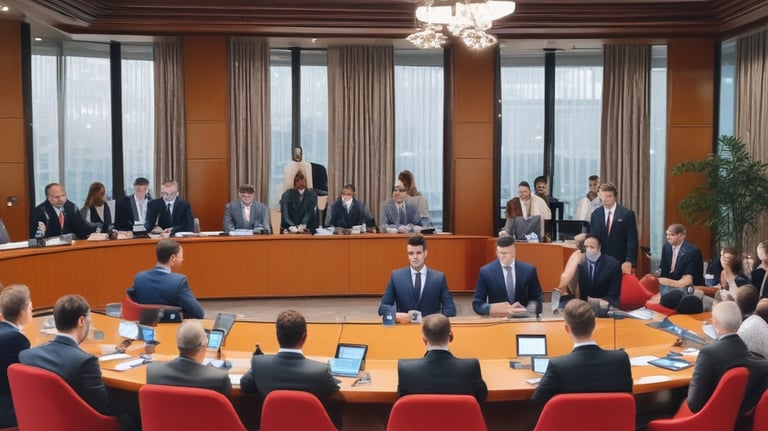 A curved facade covered in white latticework