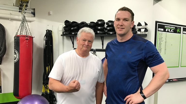 happy member with personal trainer at 6X Training in Maroubra