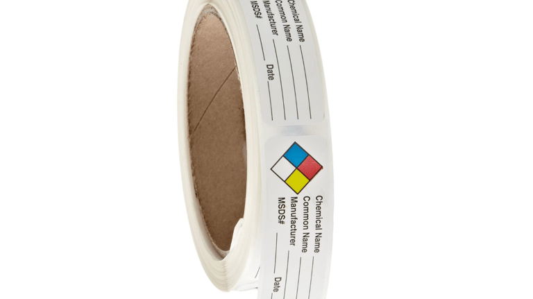 Litho Removable Adhesive HMIG Label with 4 Color Imprint, Chemical Name (with blank), 2-1/2" Length 