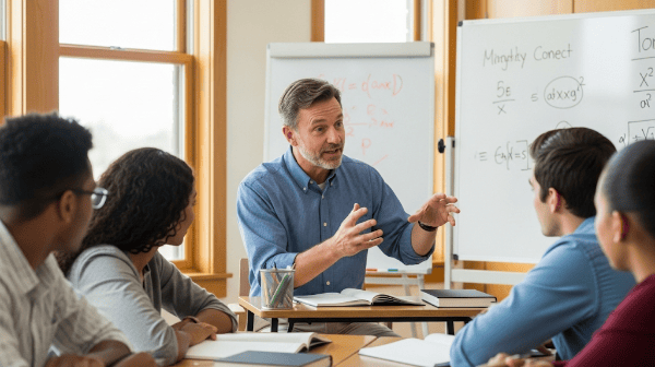 Professore che spiega dei concetti ad una classe