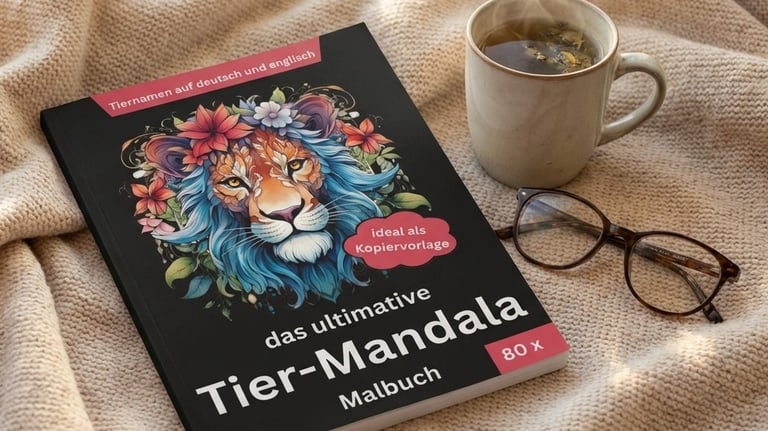 Tier-Mandala Malbuch mit bilingualen Tiernamen für Kinder und Erwachsene