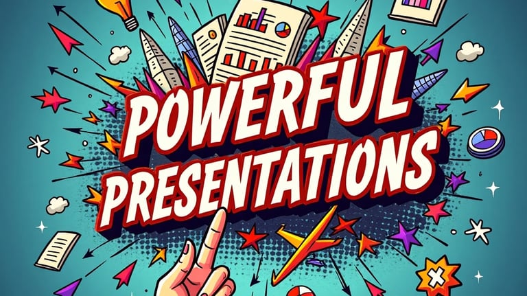 a hand pointing to a powerpoint presentation 