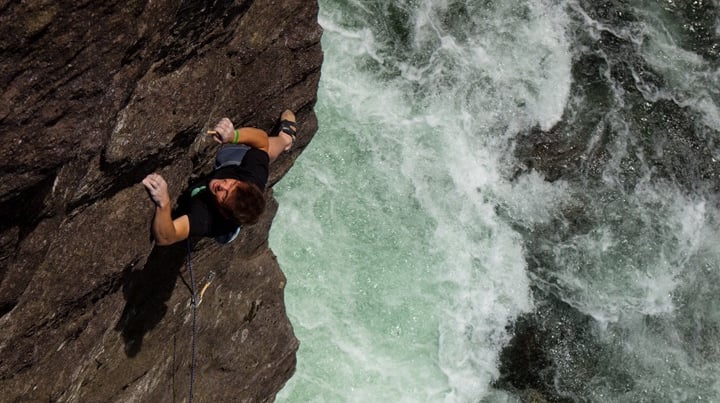 climbing above the river in Valmasino