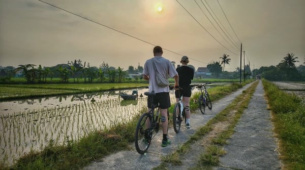 cycling through village in yogyakarta