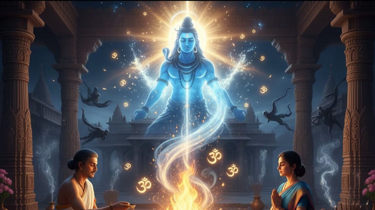 Mahamrityunjay jaap ritual with sacred Rudraksha mala