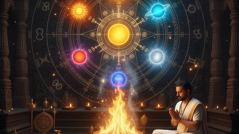 Client participating in a personalized Vedic puja