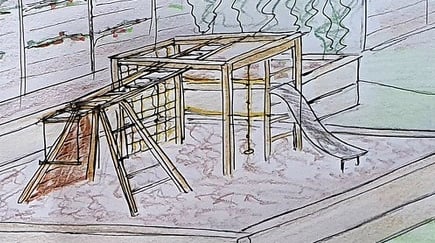 Concept design drawing of a natural play structure