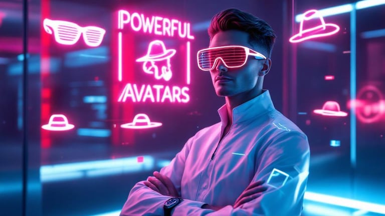 an avatar in a white shirt and sunglasses
