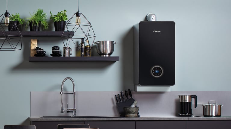 boiler installation in a kitchen