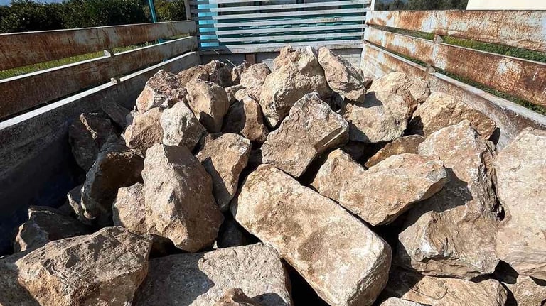 Fence stones loaded on a truck