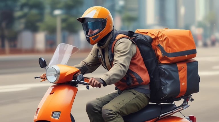 A close-up of a motorcycle loaded with boxes.