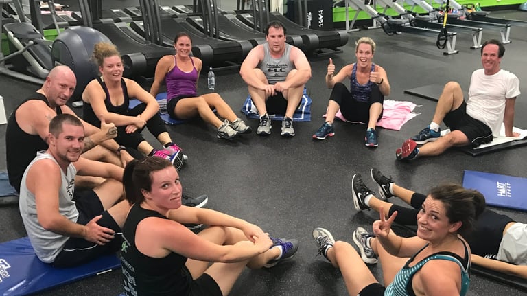 happy member with group training at 6X Training in Maroubra