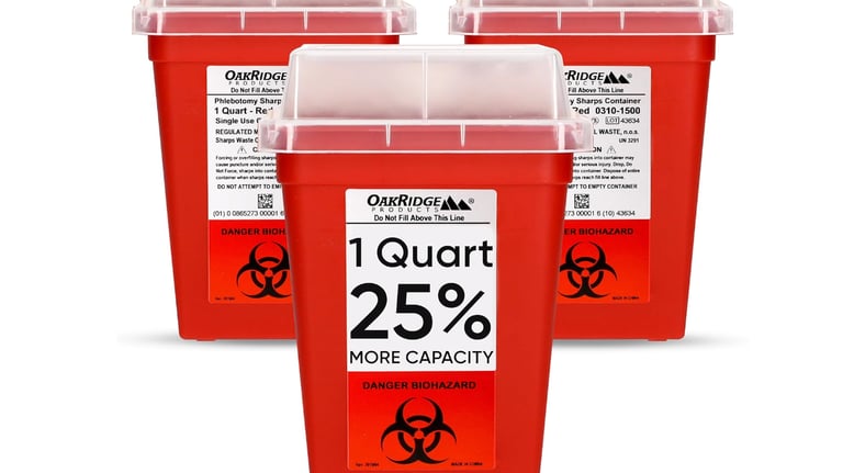 Sharps Container for Home Use and Professional 1 Quart (3-Pack)