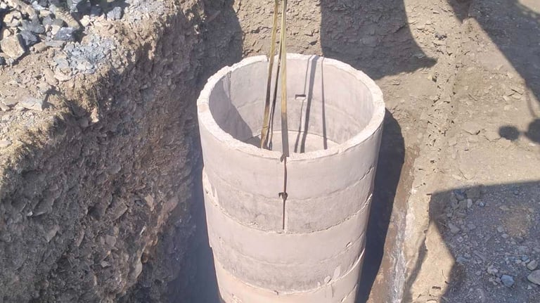 Installation of septic tank rings