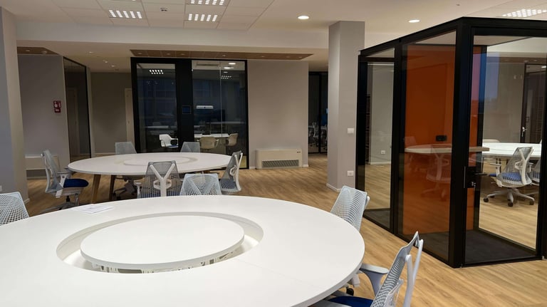 Workspace from the TeamSystem office project carried out by BRB Engineering srl