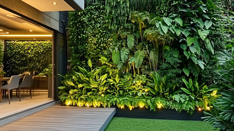Private Residential landed house with lush vertical greenwall