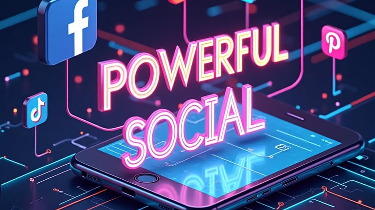 a smartphone phone with the words powerful social social media