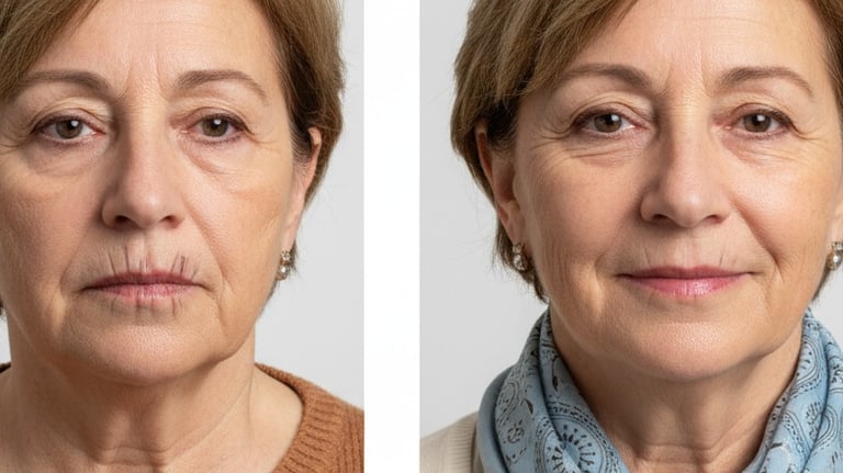Antes y después del tratamiento del código de barras con resultados naturales en AR Clinic.