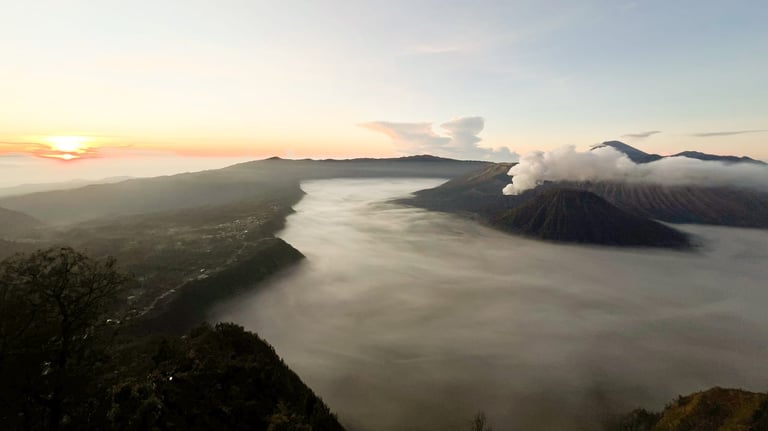 beautiful sunrise at bromo mountain