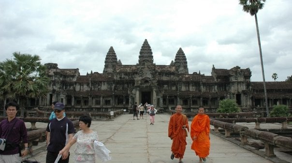 Monks at the Temples of Angkor Wat, Siem Reap, Cambodia