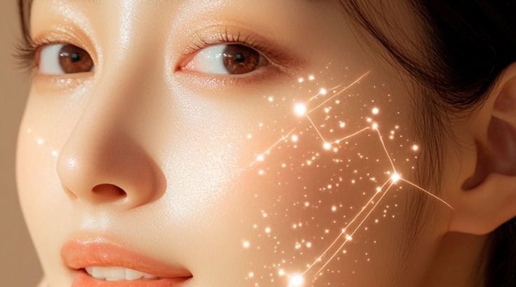 Rostro iluminado representa el tratamiento ADN de salmón con polinucleótidos en AR Clinic.