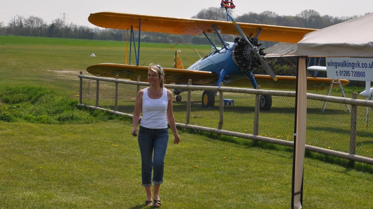 vintage Boeing Stearman biplane used for wing walking, Damyns Hall Aerodrome, London, United Kingdom