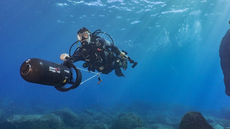 cruising in style with underwater scooter