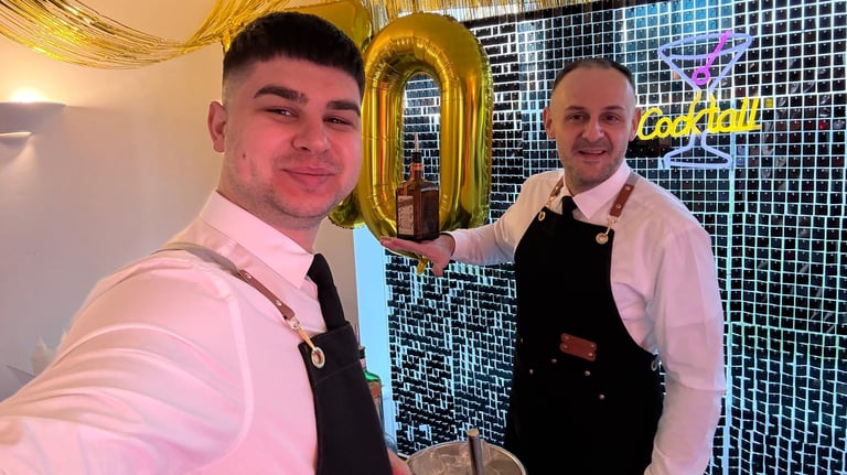 Aproned Mixologist; Nick and Tom; Rares Pasare; Mixologist team; Wedding bartenders; Corporate bar