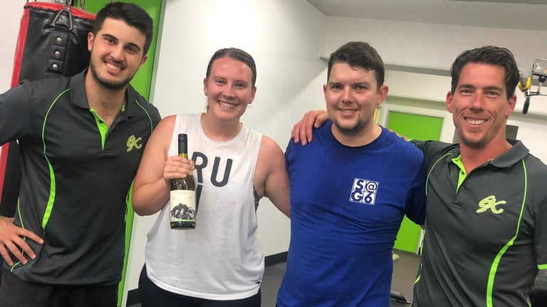 happy member with personal trainer at 6X Training in Maroubra