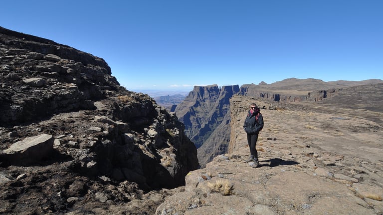 Tracey Billingtonon top of the Drakensberg Amphitheatre Plateau, South Africa