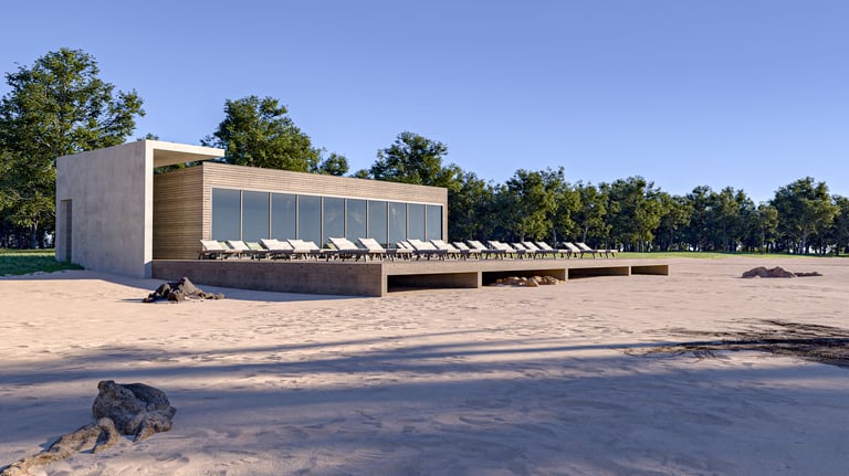 Beach building render