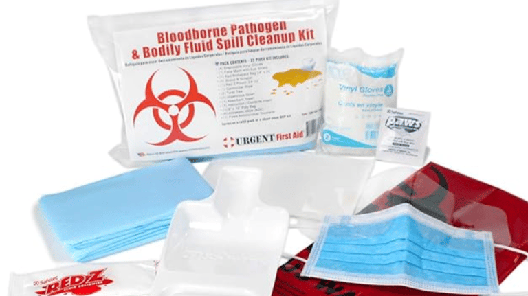 Urgent First Aid 22 Piece Bodily Fluid Clean Up Pack/Bloodborne Pathogen Spill Kit