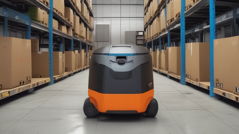 Close-up of a courier scanning a package with a handheld device.