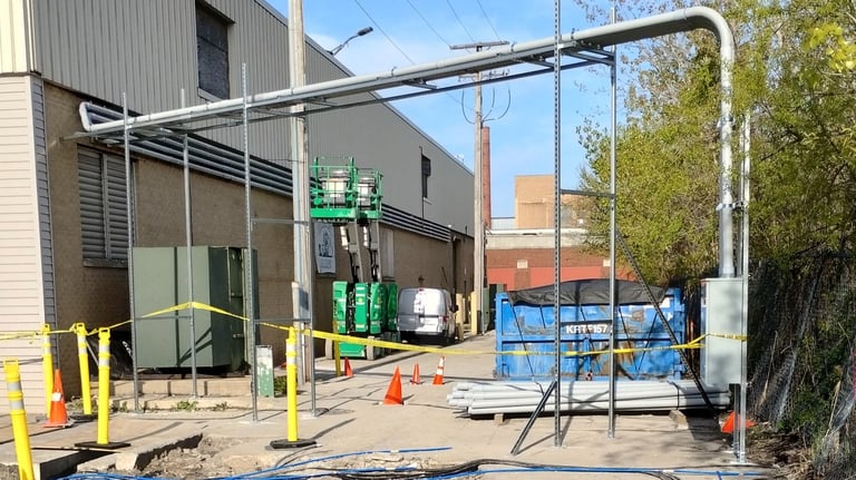 Pipe and wire installation for a 1200 amp sub feed