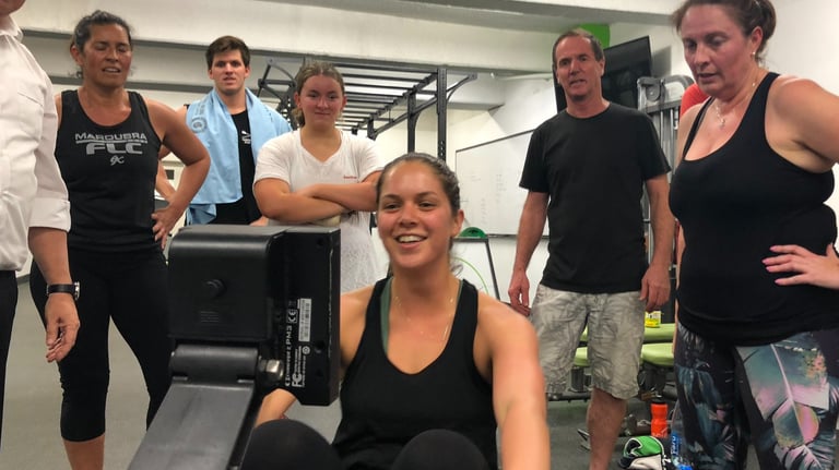 members in gym rowing competition maroubra