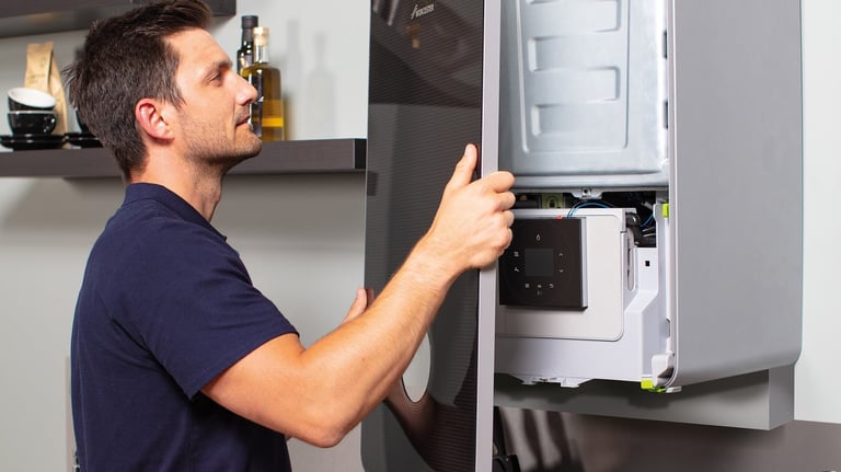 boiler during a breakdown repair, diagnosing and fixing issues to restore heating and hot water