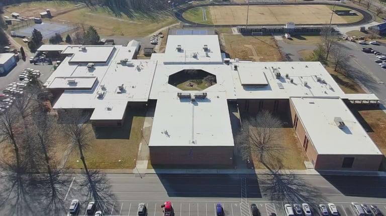 Flat roof replacement on commercial building in Appomattox Virginia